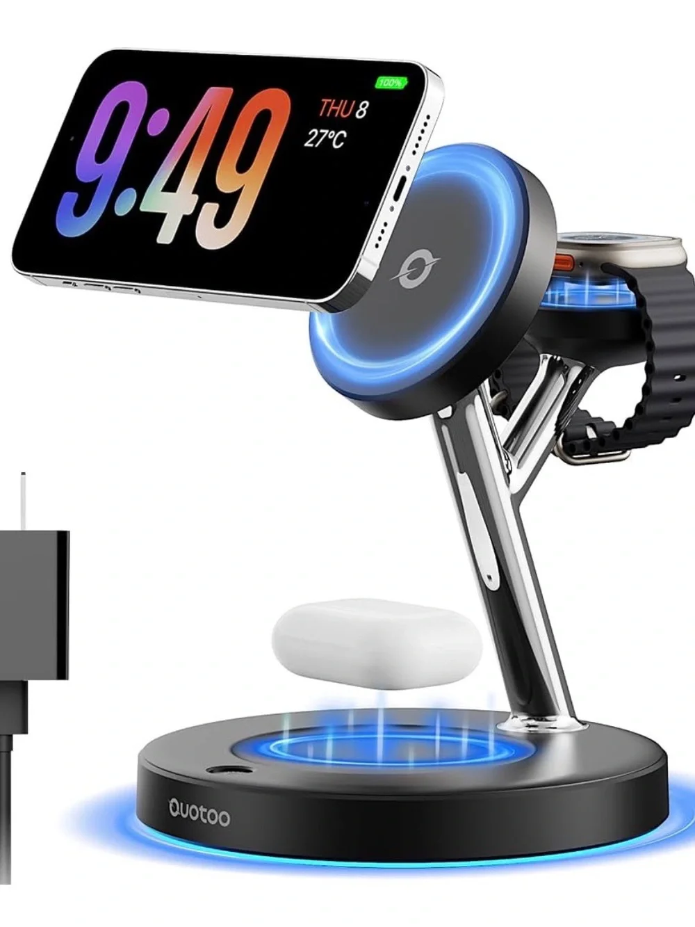 3-in-1 Wireless Charging Stand – Black